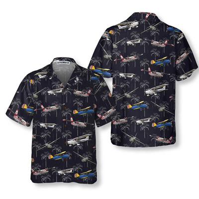 Aircraft On Coconut Forest Hawaiian Shirt Tropical Aircraft Aviation Shirt For M