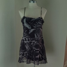 Urban Outfitters Womens Mini Slip Dress Sz L Sheer Mesh Artsy Fairy Grunge Goth