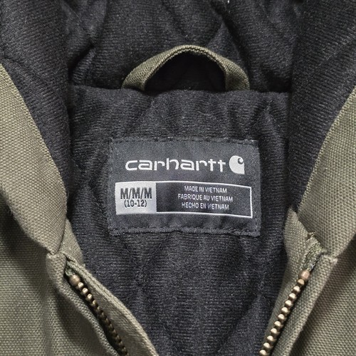 Carhartt Boys' Canvas Insulated Hooded Active Jacket (M 10-12) OJ8545-B Olive - Picture 5 of 7