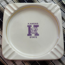 Kansas State University Ceramic Ashtray Purple Logo College Collectible Original