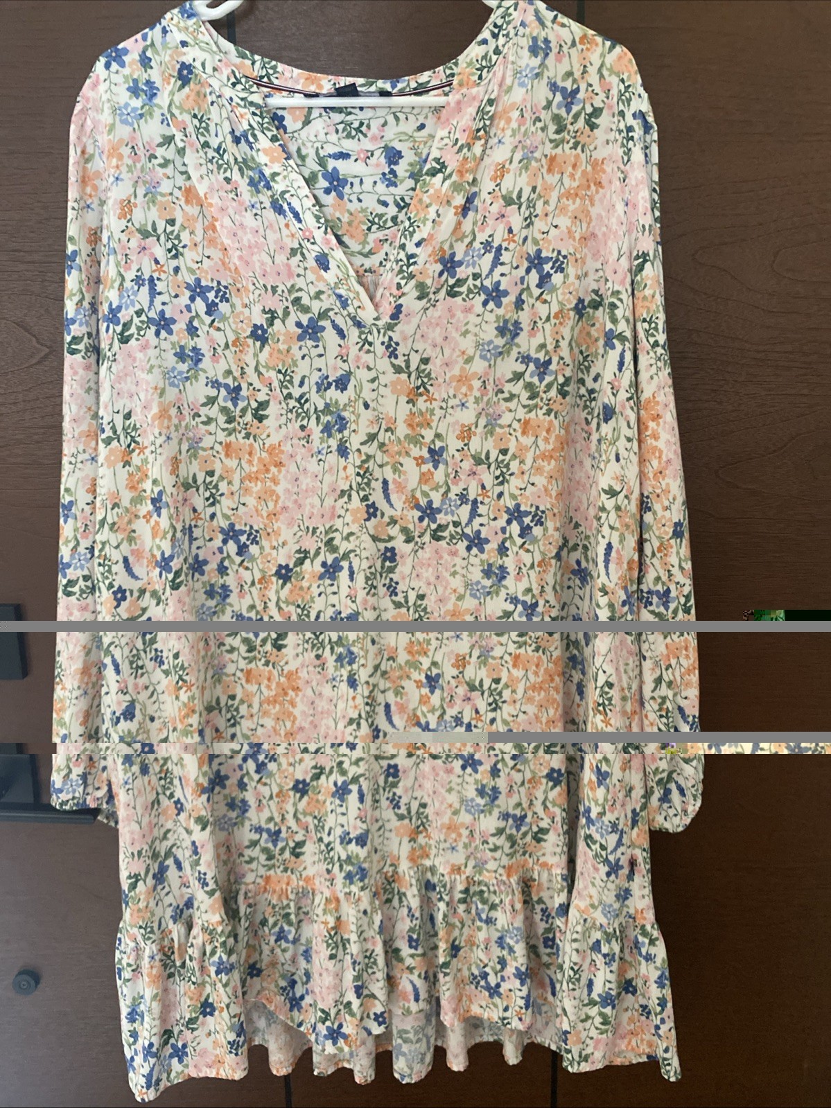 Tommy Hilfiger Floral Print Long Sleeve Dress Womens L Spring Summer
