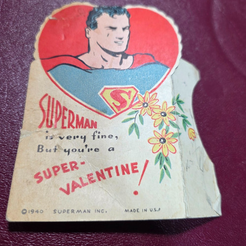 Vintage 1940’s Superman Valentine Card Rare Super Hero See Description