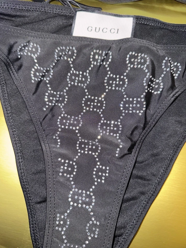 Traje de baño Gucci estrás GG dos piezas negro talla L nuevo Foto 3 de 4