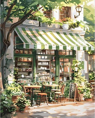Paint by Numbers Kit for Adults - Street Cafe Adult 16x20inch, Cafe-1 