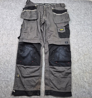Snickers Trousers Mens W38 L32 Grey Dura Twill Holster  Workwear Pants 3212