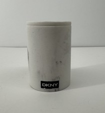 DKNY White Marble Bath Cup Vanity Brush Holder Desk Pencil Organizer Decor