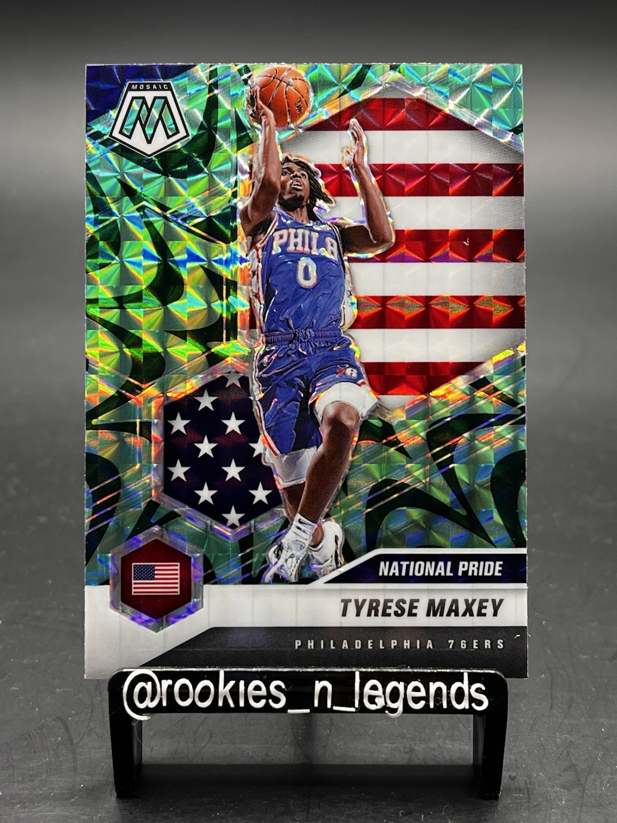 TYRESE MAXEY 2020-21 Mosaic 🔥ROOKIE GREEN REACTIVE PRIZM🔥 RC #259 76ers
