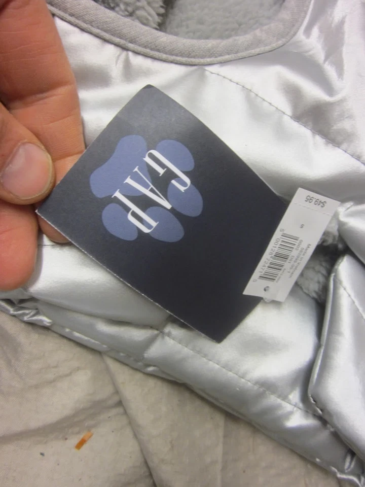 GAP Pet Dog Smooth Quilted Puffer Vest Metallic Silver Size Small $49.95 - Image 4 of 4