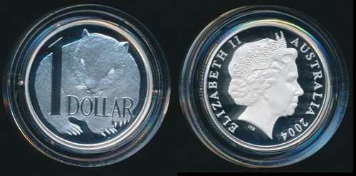 Australia: 2004 $1 Experimental Design Fine Silver Proof - Wombat. Scarce.