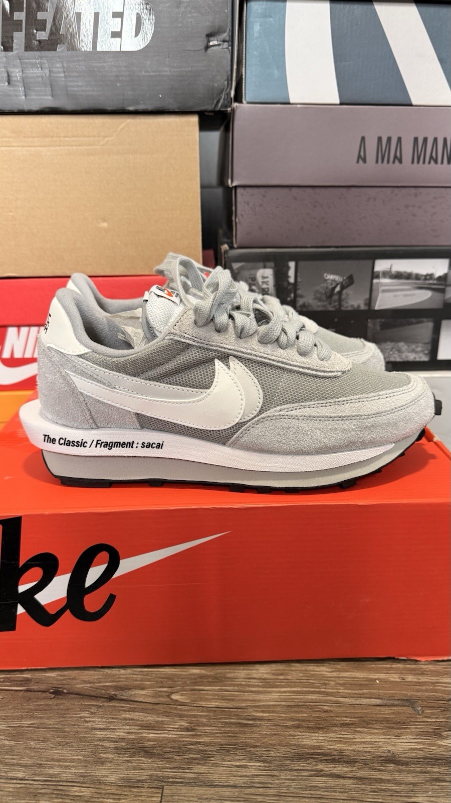 Fragment Design x Sacai x Nike LD Waffle grigio fumo chiaro taglia 8 DH2684 001