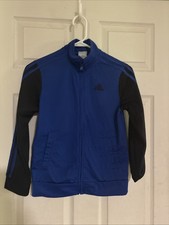 Adidas Boys Medium 10-12 Full Zip Blue and Black Long Sleeve Track Jacket