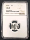 1950 S 10C Roosevelt Dime Silver NGC MS 65 #5606