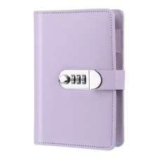 A6 Diary with Lock Journal Cute Leather Notebook Refillable Paper Purple