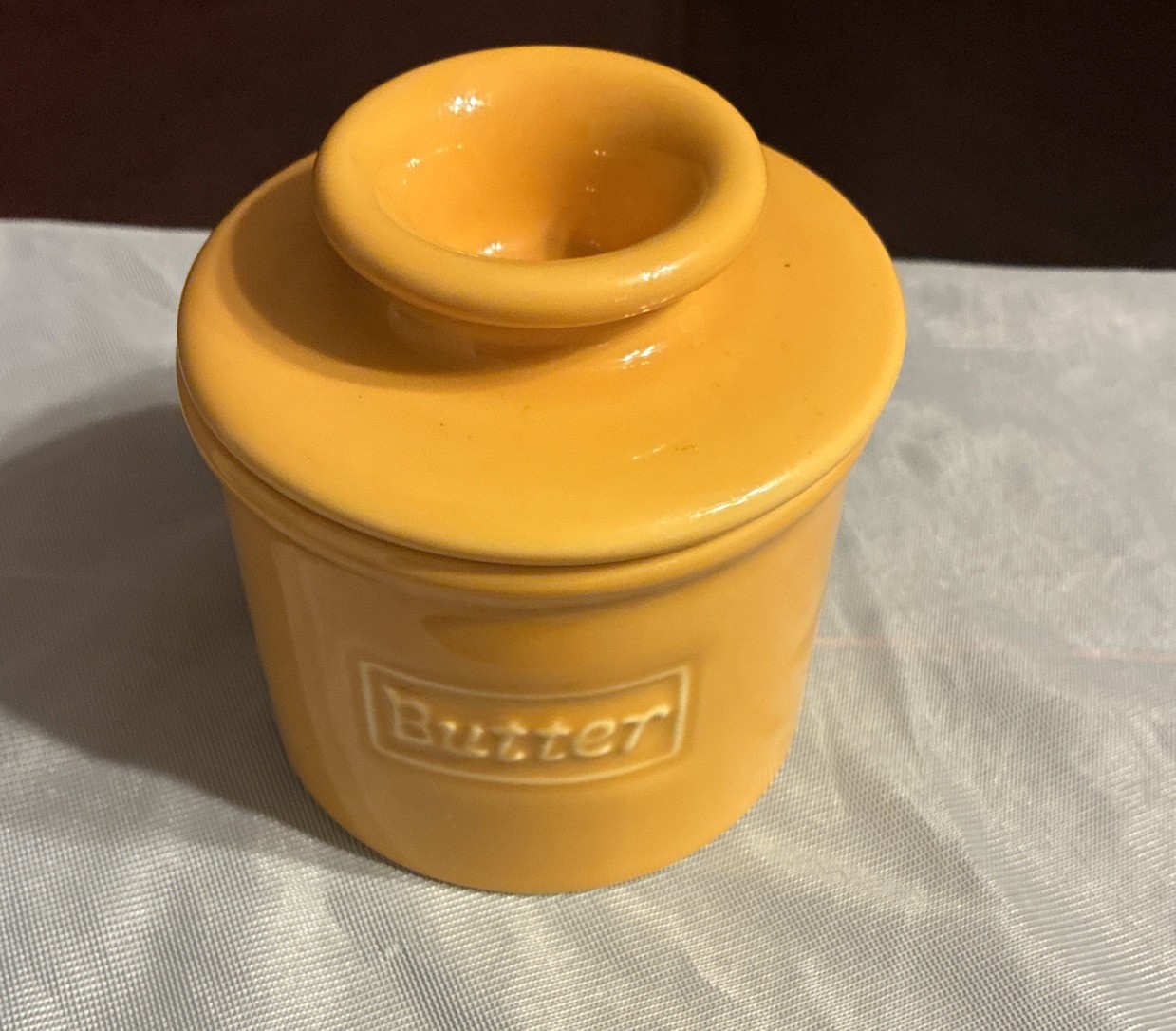 Butter Bell Crock Ceramic Butter Keeper By L.Tremain Bright Yellow Farmhouse