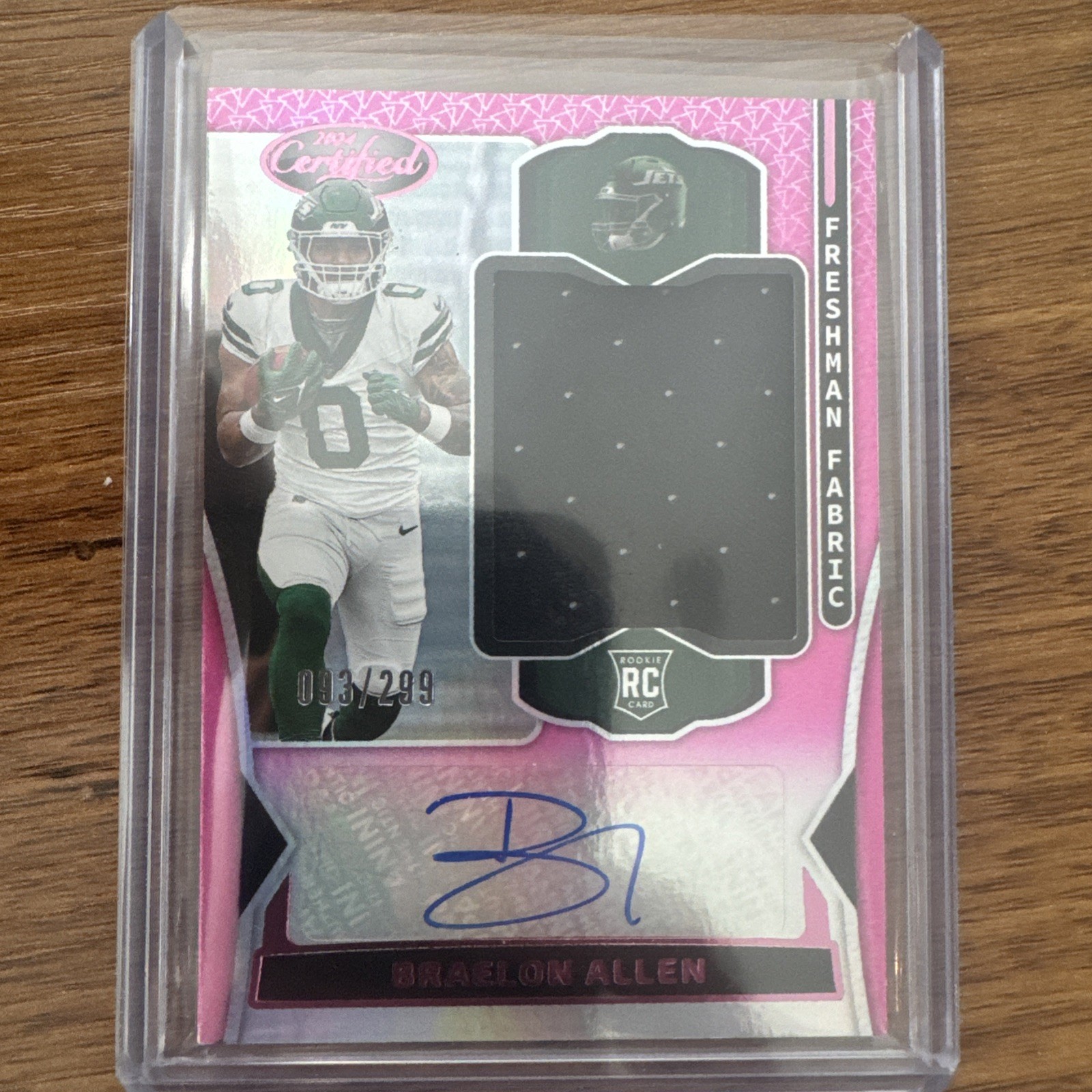 2024 Panini Certified Braelon Allen Freshman Fabric Pink /299 RC Jersey Auto