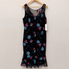 Calvin Klein Black Floral Embroidered Mesh Sheath Dress CD9B11U9 Womens 12