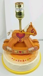 Vintage 1984 Fisher Price Rocking Horse Nursery Table Lamp Light Decor No Shade