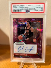 2021-22 Draft Picks Cade Cunningham /29 Auto SS-CCU Purple Ice Prizm PSA 10