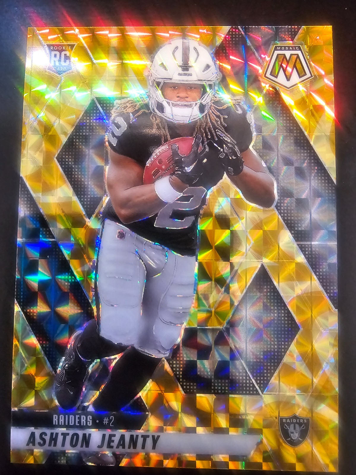 2025 Panini Mosaic Ashton Jeanty (RC) #345 Reactive Yellow Mosaic Prizm
