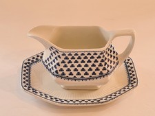 Adams Ironstone Brentwood Empress Blue Gravy Boat & Separate Saucer Discontinued