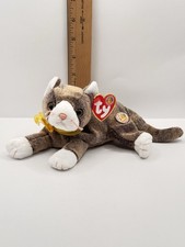 Ty ( Cappuccino) 2003 Black And Brown Mix Beanie Baby Cat With Pink Nose 