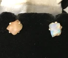 Vintage Earrings tested 925 STERLING SILVER Pierced Stud OPAL Mixed Matched