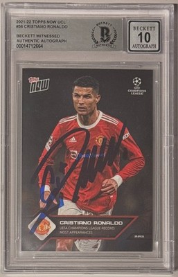 2021-22 Topps NOW UCL Signed Cristiano Ronaldo #36 Beckett BAS