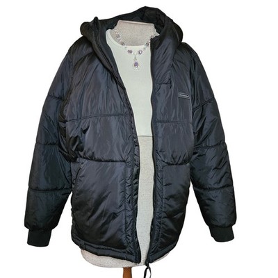 Black Winter Parka Jacket with Hood Size Small