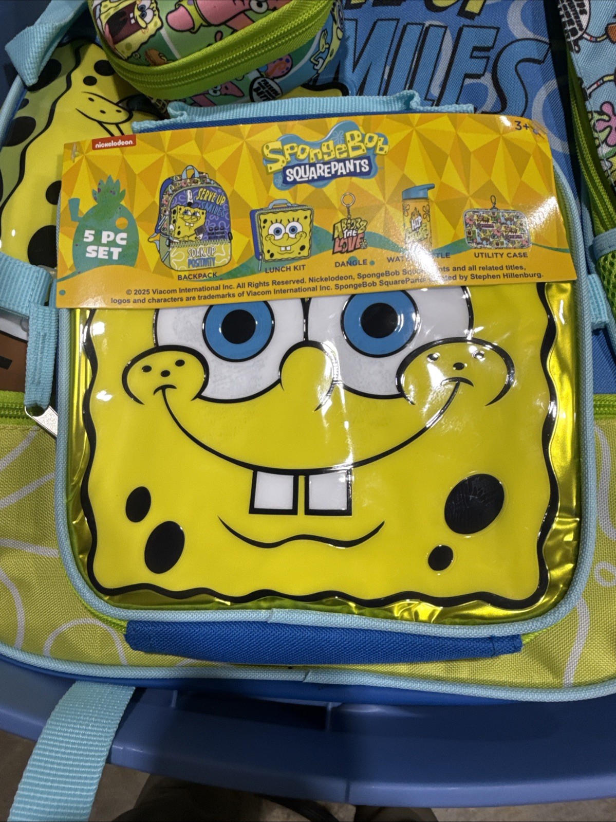 SpongeBob  17" 5-Piece Backpack Set with Lunchbox Water bottle Pencil Case