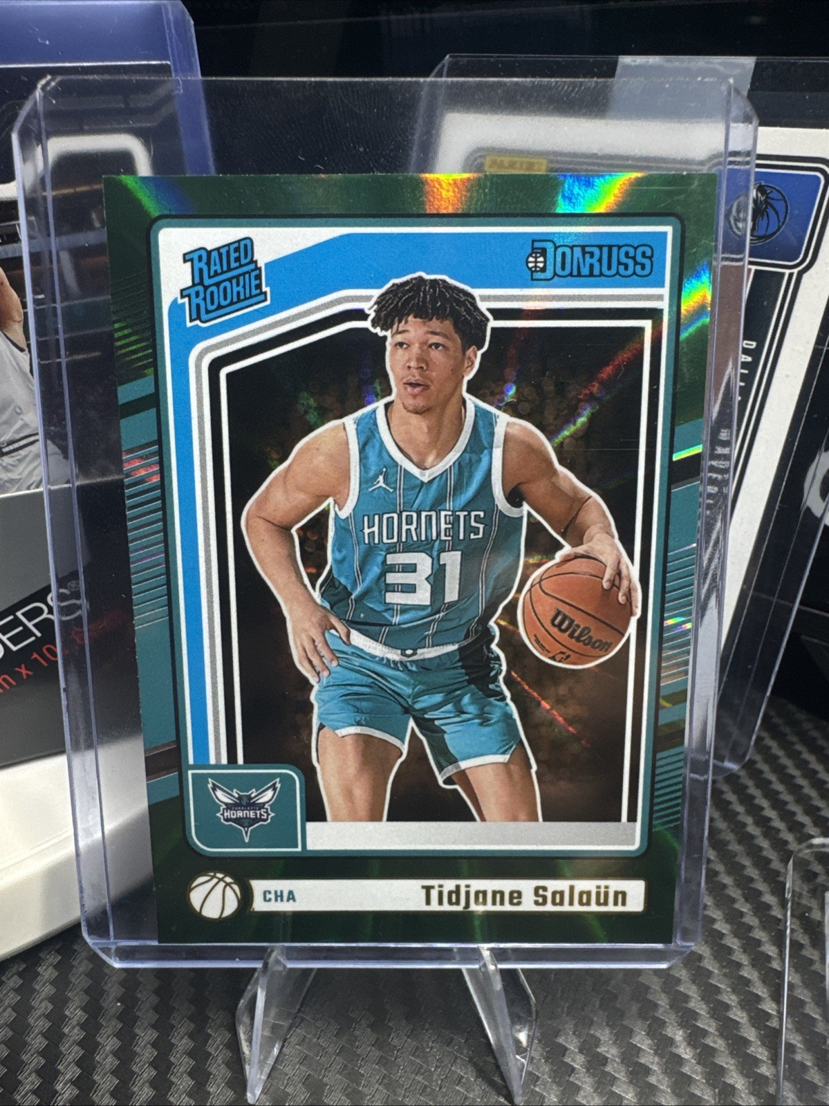 2024-25 Panini Donruss - Rated Rookie Tidjane Salaun #229 Holo Green Laser (RC)