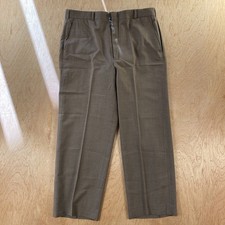 Vintage Lands End Pants Mens 34x27 Brown Slacks Worsted Wool Blend Made in USA