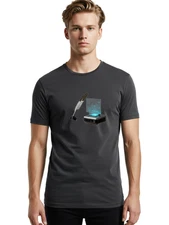 Quill-Pen-And-Document-Scanner Mens Graphic Tee, 100% Cotton, Casual Summer Wear