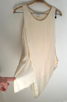 VIONNET Tunika-Bluse creme Seide asymmetrisch Lagenlook IT 48 UK Large sehr guter Zustand