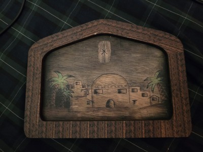 Bethlehem Nativity Wall Art Plaque Pyrography WoodBurned Christmas Decor Vintage