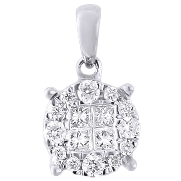 14K WeißGold Prinzessin Diamantschliff AnhäNger Damen Kreis 0.25 Karat-image