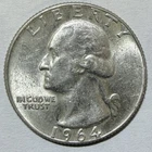 1964 D Washington Quarter 90% Silver Coin Significant Strike Doubling On Reverse
