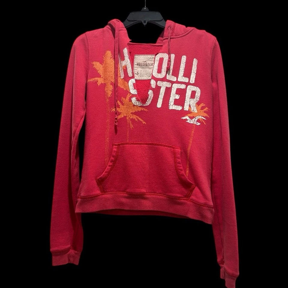 Sudadera con capucha Hollister vintage para mujer talla pequeña rosa brillante aplastada Y2K Foto 4 de 4