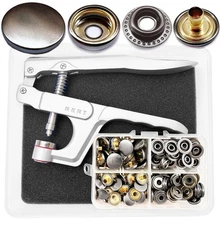 Metal Snaps with Fastener Pliers, Snap Setup Tool, Diameter15mm Metal Button ...