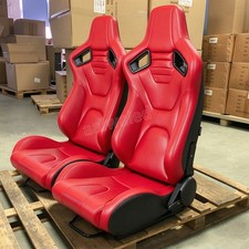 2x Universal Car Racing Seats Pvc Leather Sport Seats W2 Slidersred Left Right 2x Universal Car Racing Seats Pvc Leather Sport Seats W2 Slidersred Left Right