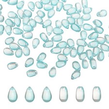 100pcs Glass Beads 6x9mm Teardrop Crystal Glass Beads Lake Blue