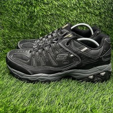 Mens Skechers After Burn M.FIT Memory Foam Lace-Up Black Shoes 50125 Size 12