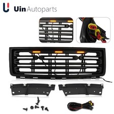 Front Bumper Upper Mesh Grille W Lights Fit 2007-13 Gmc Sierra 1500 Matte Black Front Bumper Upper Mesh Grille W Lights Fit 2007-13 Gmc Sierra 1500 Matte Black