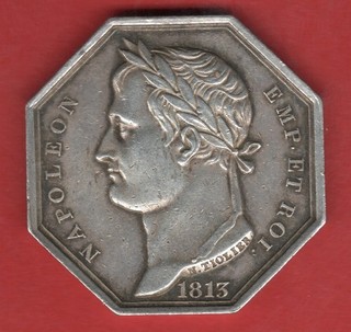 NAPOLÉON EMPEREUR JETON ARGENT CONSEIL DE PRUDHOMMES ROUEN 1813 !
