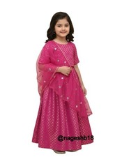 Girls Pink Lehenga Choli, Kids Indian Ethnic Festive wear Lehenga, PattuPavadai
