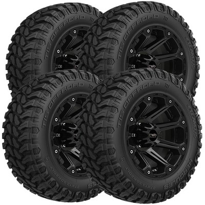 (QTY 4) LT275/55R20 Hercules TIS Offroad TT1 120/117Q LRE Black Wall Tires
