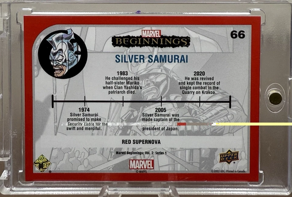 Silver Samurai Red Supernova #66 Marvel 2022 Beginnings: Vol 2: Series 1 Auto - Image 2 of 2