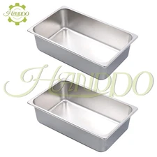 Full Size 6" Deep Pans 2Pcs Catering Storage Metal Steamer for Food Warmer