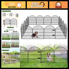 Metal Garden Fence with Gate 28" H x 37.3ft L, 15 Panels Dog Barrier, No Dig Fen