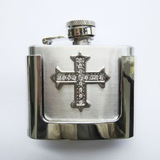 Strass Flachmann G&uuml;rtel Belt Buckle Geschenkidee  Flask f. Schnaps Gothic * 584