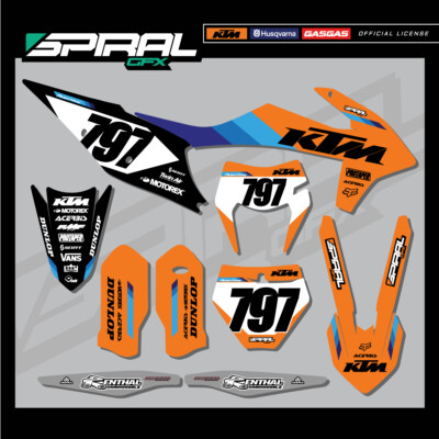 Custom MX Grafik Kit Factory Stripe oder KTM XC EXC EXCF 125 250 350 450 2019